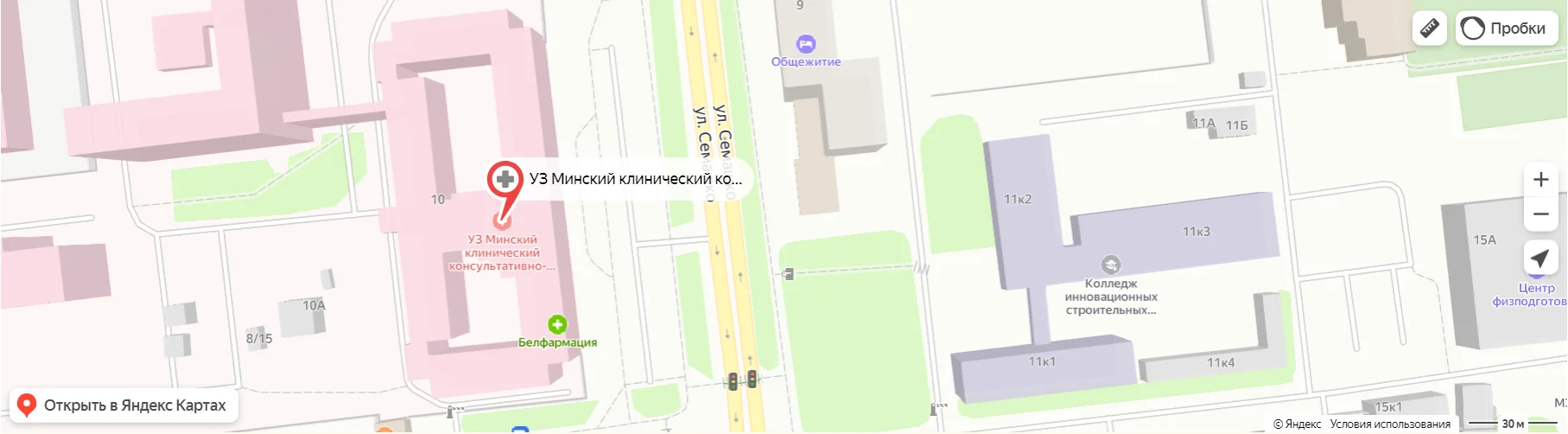 Карта расположения УЗ "Минский клинический консультативно-диагностический центр"